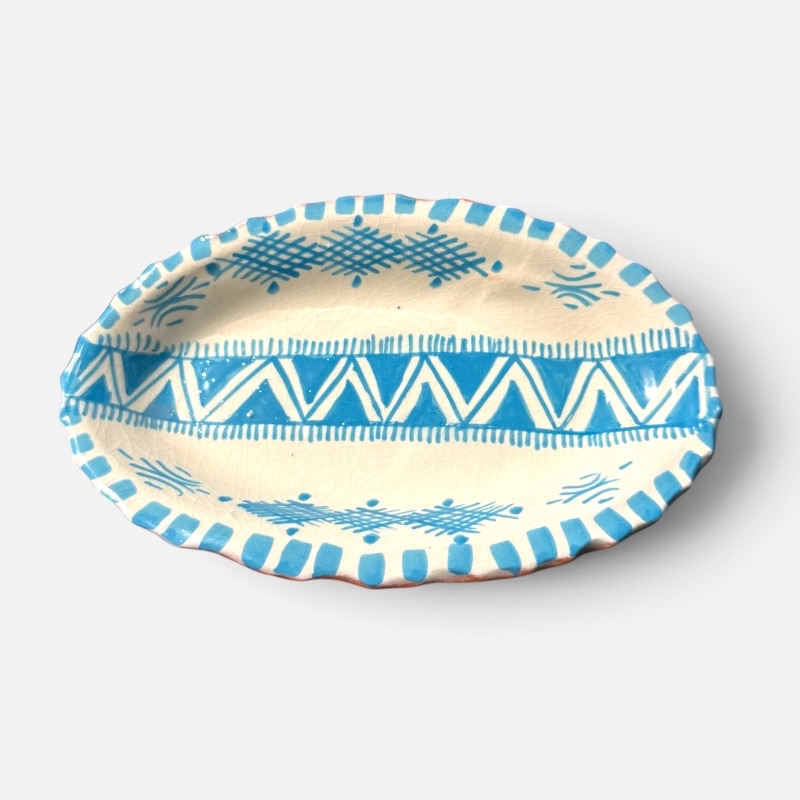 takket fad, blå, 20 cm.