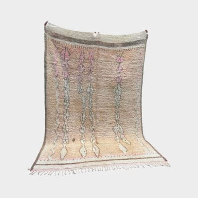 Stort vintage Boujaad tæppe i lyse sarte farver, beige og rosa