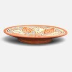 orange keramik tallerken håndlavet i marokko, måler 26 cm