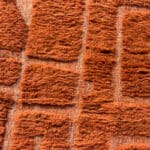 Brændt orange Beni Ouarain tæppe i grafiske mønstre