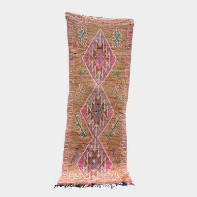 ZAHRA løber vintage berbertæppe i rosa, turkise og beige nuancer
