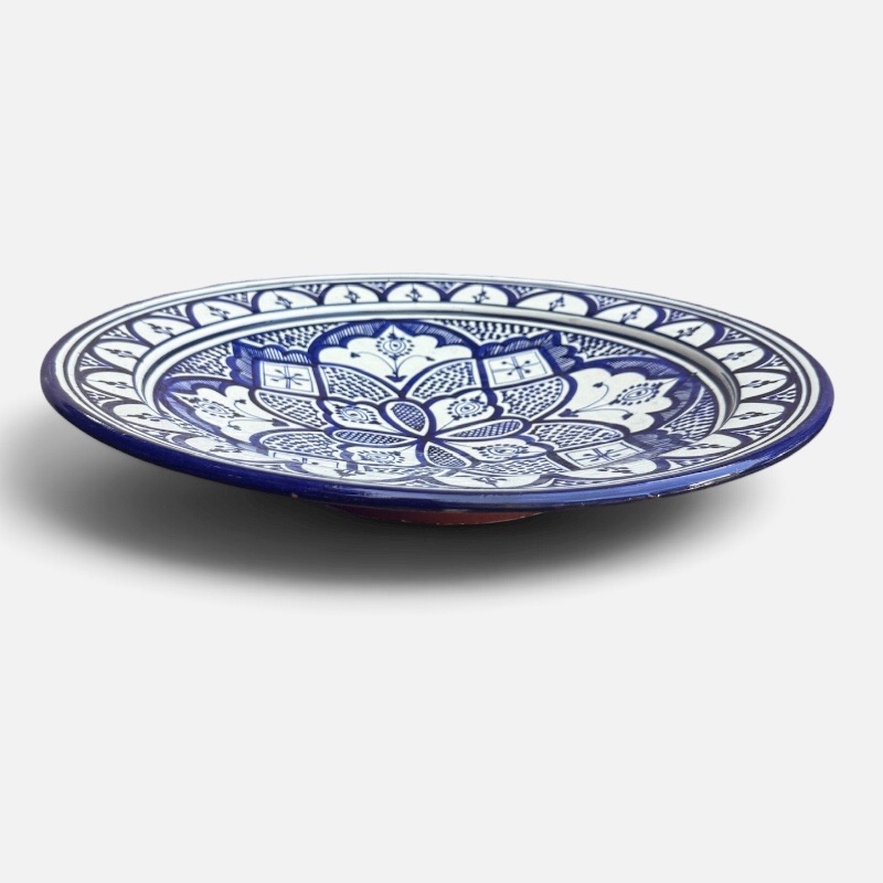 Blue dish 42 cm, handmade in Morocco.