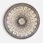 Brown dish with detailed pattern, measures 42 cm, handmade in Morocco.