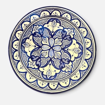 Blue dish 42 cm, handmade in Morocco.