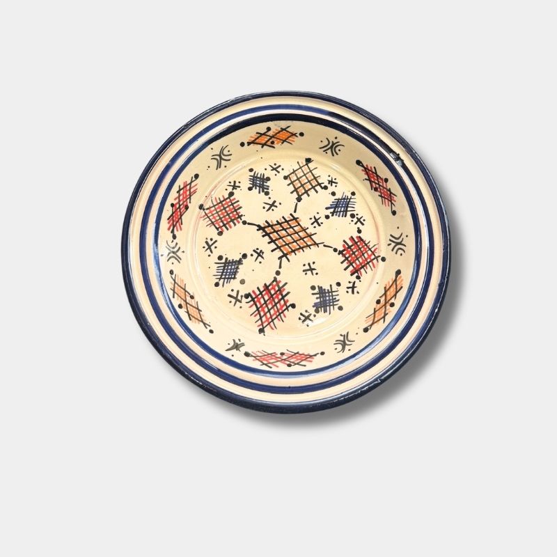 Beautiful couscous dish in ceramic measuring 28 centimeters. Blue. Handmade in Morocco.