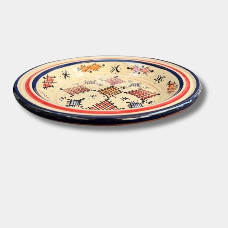 Beautiful couscous dish in ceramic measuring 28 centimeters. Blue, and handmade in Morocco.