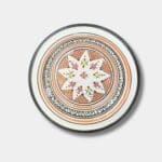 Beautiful couscous dish in ceramic measuring 28 centimeters. Black with orange pattern, and handmade in Morocco.