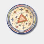 Beautiful couscous dish in ceramic measuring 28 centimeters. Blue with a colored pattern, and handmade in Morocco.