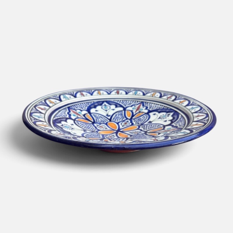 Blue dish 42 cm, handmade in Morocco.