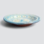 Beautiful couscous dish in ceramic measuring 28 centimeters. Light blue, and handmade in Morocco.