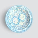 Beautiful couscous dish in ceramic measuring 28 centimeters. Light blue, and handmade in Morocco.