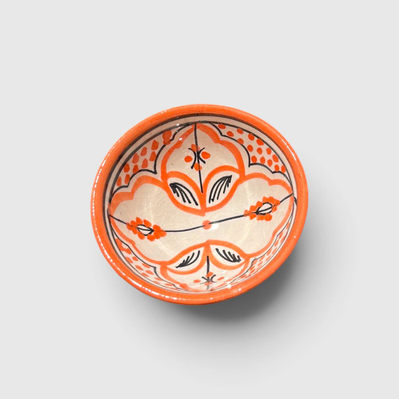 bols de 10 cm de diamètre, couleurs orange et rouge