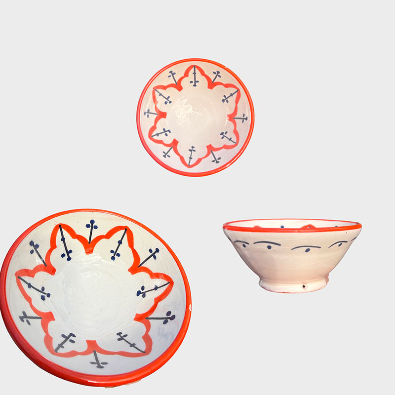 orange und rote Schalen, 12 cm
