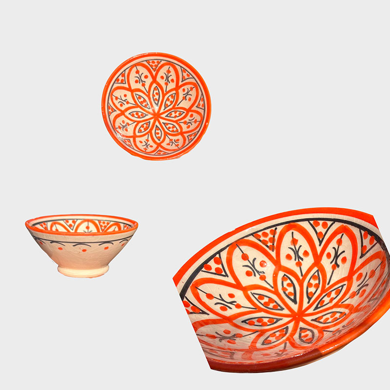 orange und rote Schalen, 12 cm