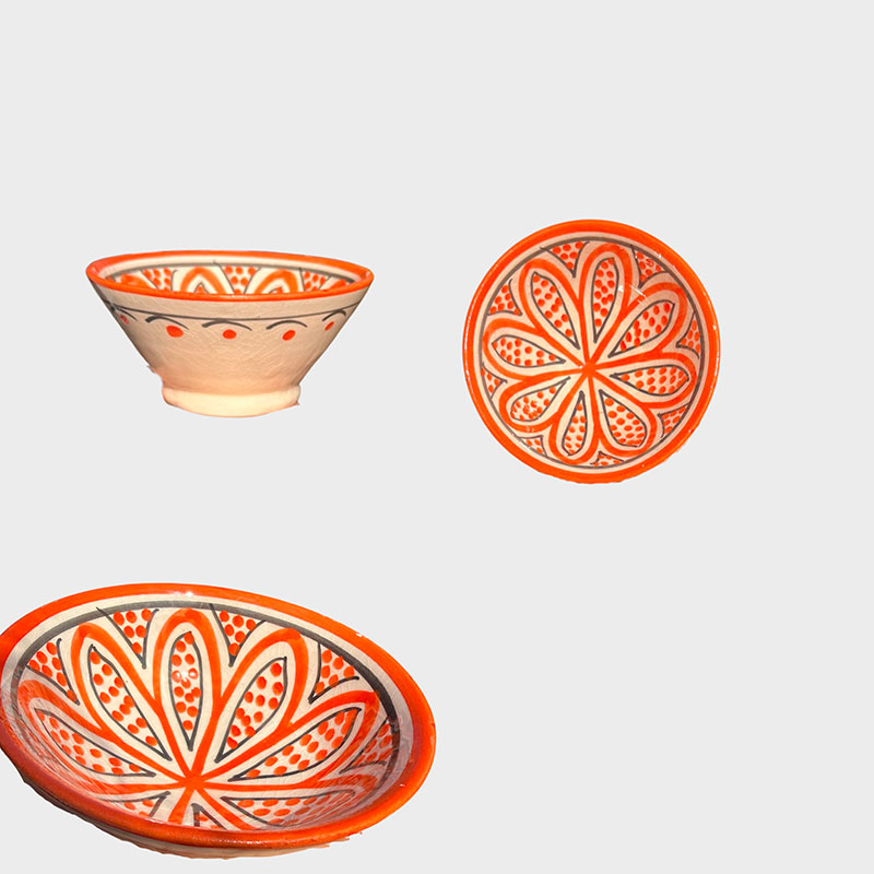 orange und rote Schalen, 12 cm