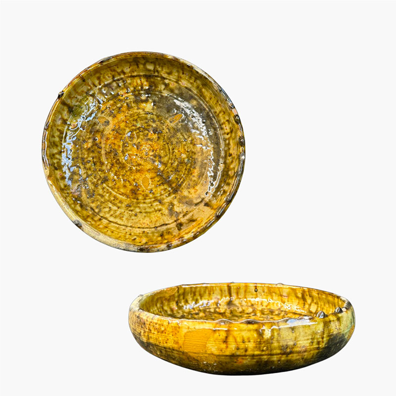 Bol plat Tamegroute couleur ocre, 21 cm de diamètre