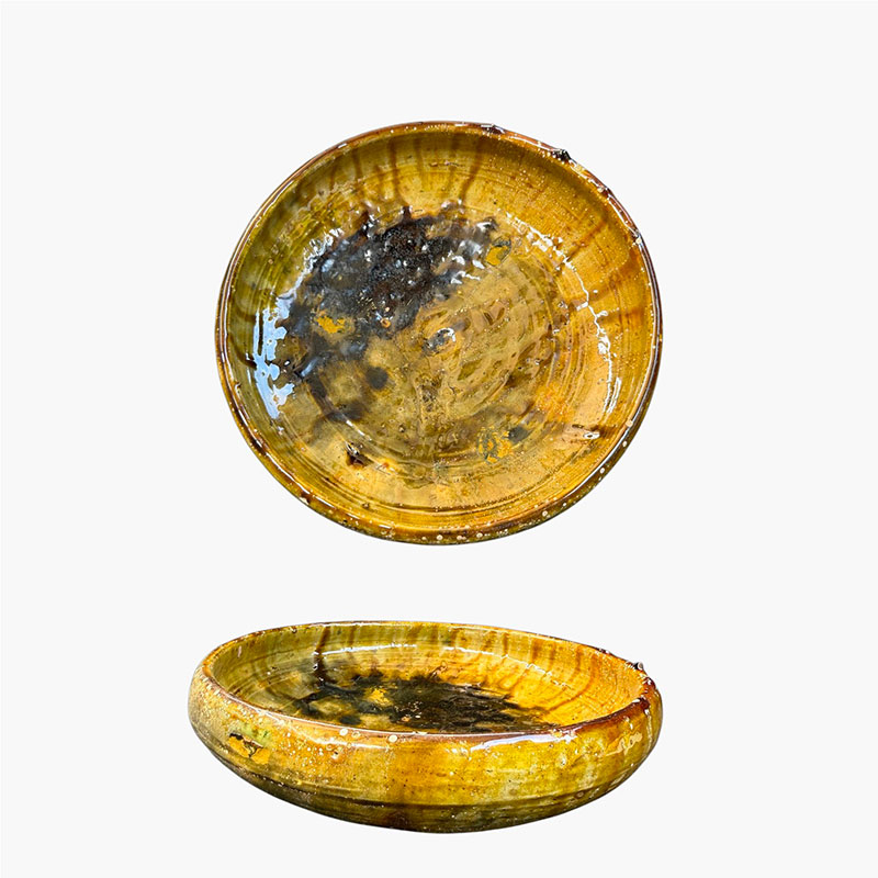 Bol plat Tamegroute couleur ocre, 21 cm de diamètre