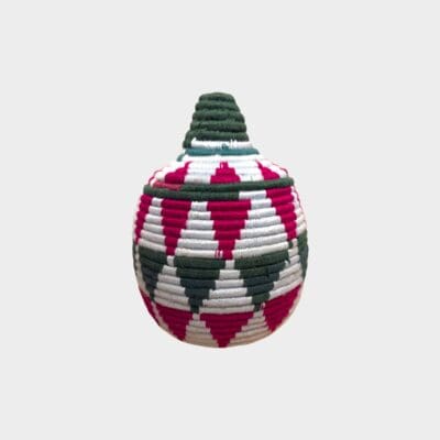 Panier berbère blanc, rose, vert M