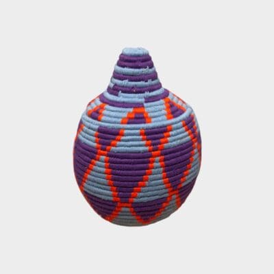 Panier berbère M bleu, violet et rouge