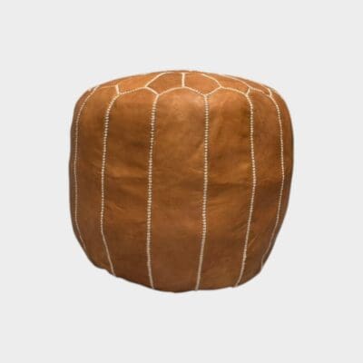 Pouf marron clair à motif marocain - Modèle haut