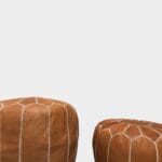 Pouf marron clair à motif marocain - Modèle haut