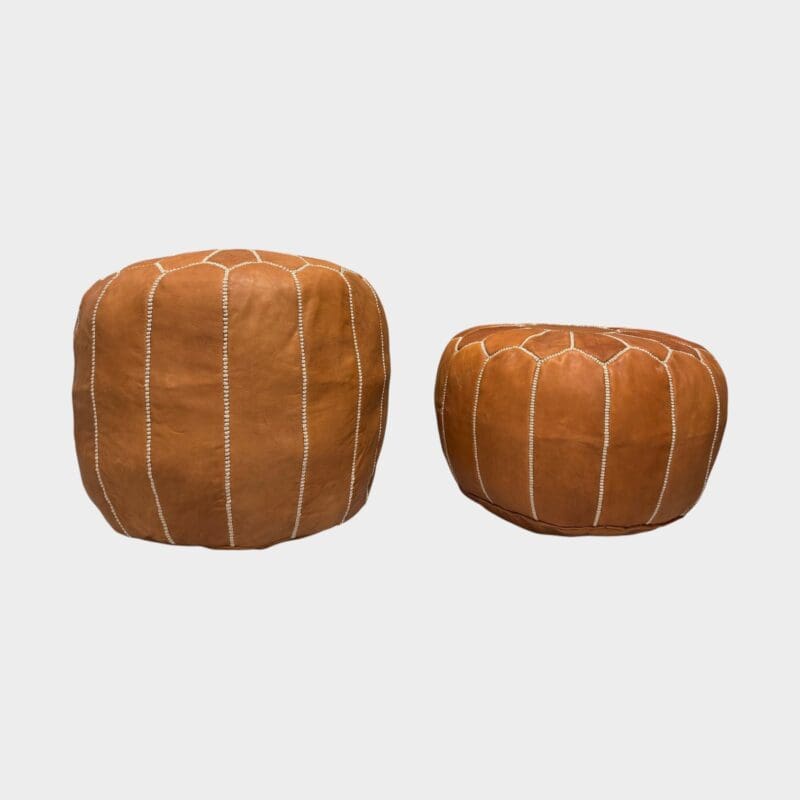 Pouf marron clair à motif marocain - Modèle haut