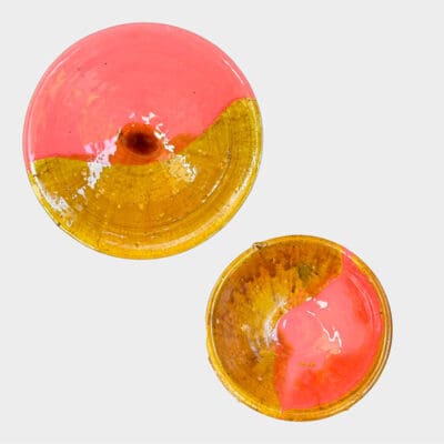 Tamegroute-Muschel aus rosa- und ockerfarbener Keramik