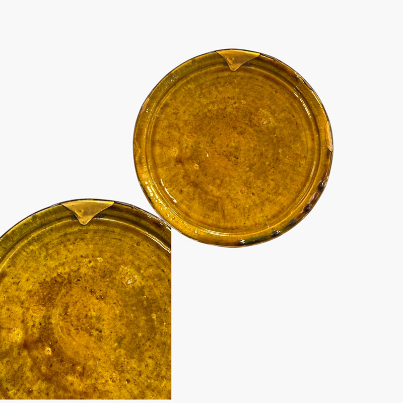 Assiettes plates Tamegroute avec détails en laiton
