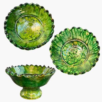 Tamegroute bowl on foot with serrated edge 16 cm