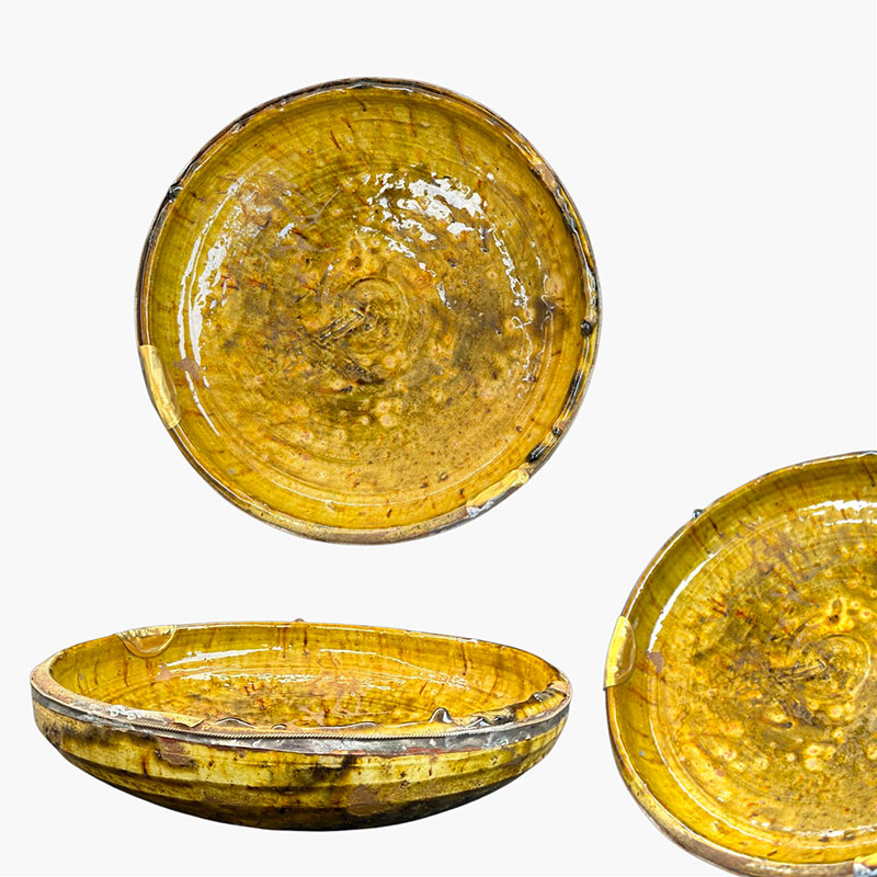 Tamegroute flat bowl in ochre light - 25 cm
