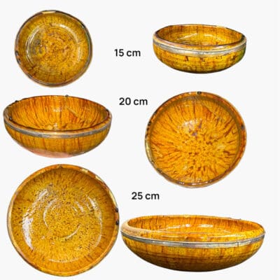 Flat Bowl in Tamegroute - Dark yellow with brass