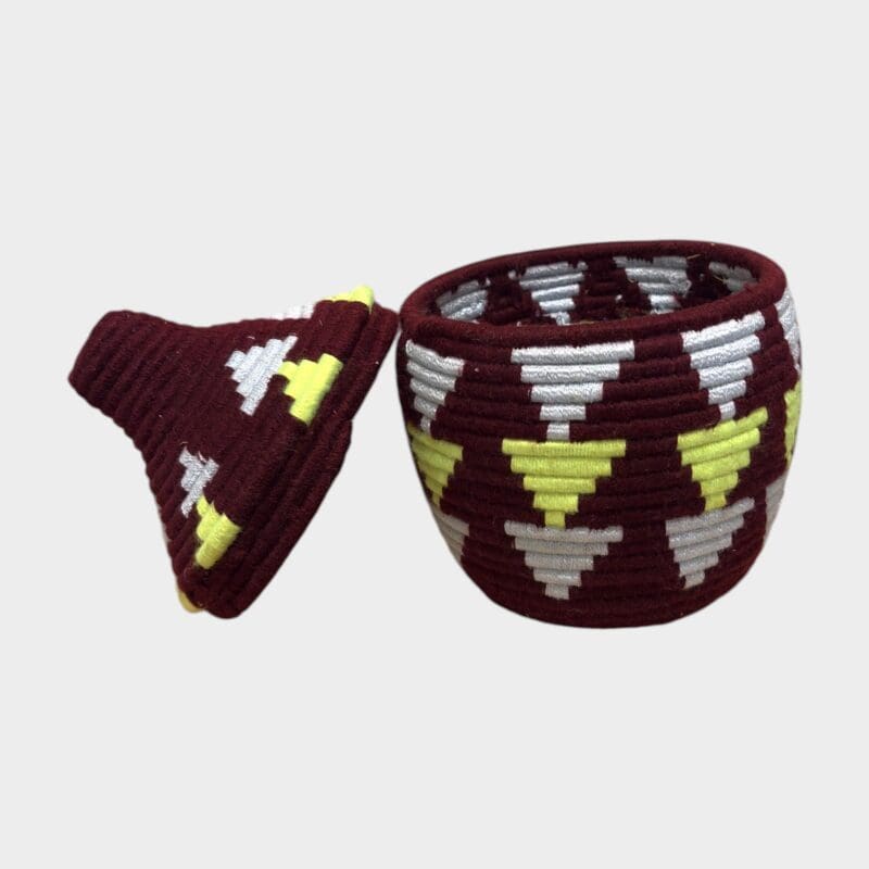 Panier berbère M marron, gris, citron vert